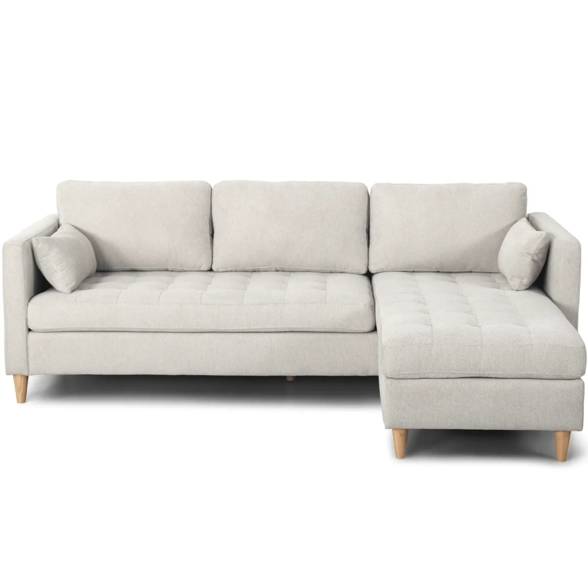 Nimara Lulu - Højrevendt og venstrevendt vendbar chaiselong sofa lys beige - L: 215 x D: 82 x H: 78 cm* Sofaer