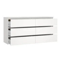 Nimara Maise kommode H:70 x B:138 x B:41 cm med 6 skuffer i hvid* Kommoder|Kommoder
