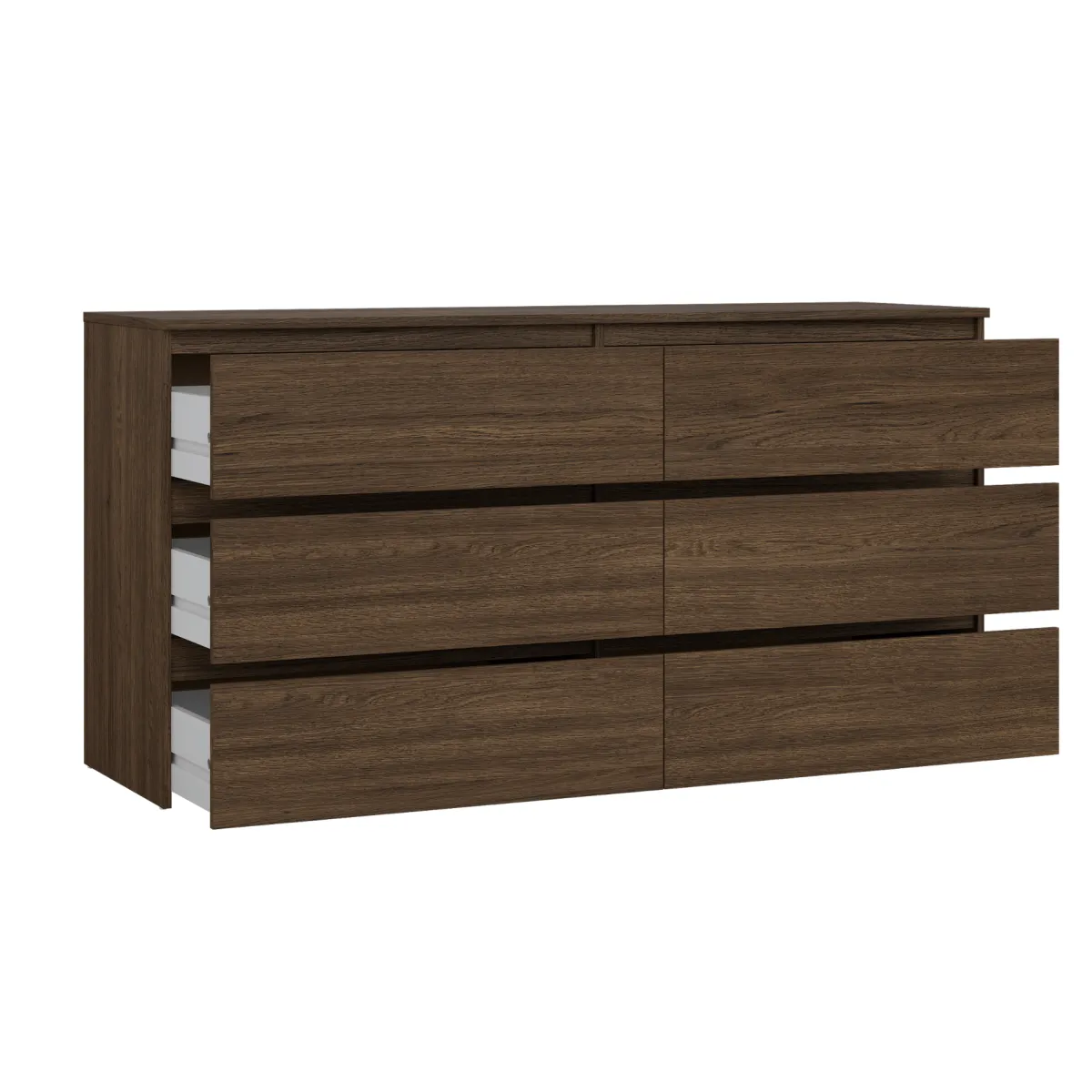 Nimara Maise kommode H:70 x B:138 x B:41 cm med 6 skuffer i røget egelook* Kommoder|Kommoder