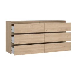 Nimara Maise kommode H:70 x B:138 x B:41 cm med 6 skuffer i egelook* Kommoder|Kommoder