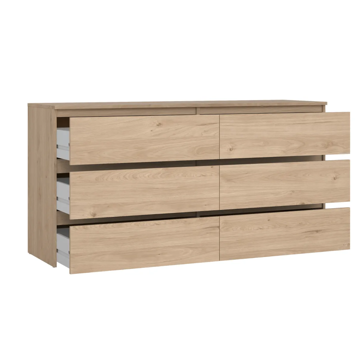 Nimara Maise kommode H:70 x B:138 x B:41 cm med 6 skuffer i egelook* Kommoder|Kommoder