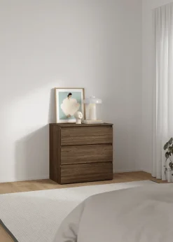 Nimara Maise kommode H:70 x B:70 x D:41 cm med 3 skuffer i røget egelook* Kommoder|Kommoder