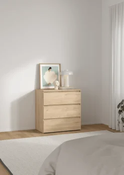 Nimara Maise kommode H:70 x B:70 x D:41 cm med 3 skuffer i egelook* Kommoder|Kommoder