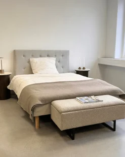 Nimara Malika bænk med opbevaring i beige boucle 95x35x40 cm* Bænke|Bænke