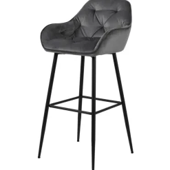Nimara Mario barstol med ryglæn - Grå velour 65 cm* Barstole