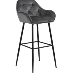 Nimara Mario barstol med ryglæn - Grå velour 65 cm* Barstole