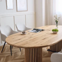 Nimara Matteo - Plankebord med lamelfod i olieret/natur massiv eg 300x120x77 cm* Spiseborde