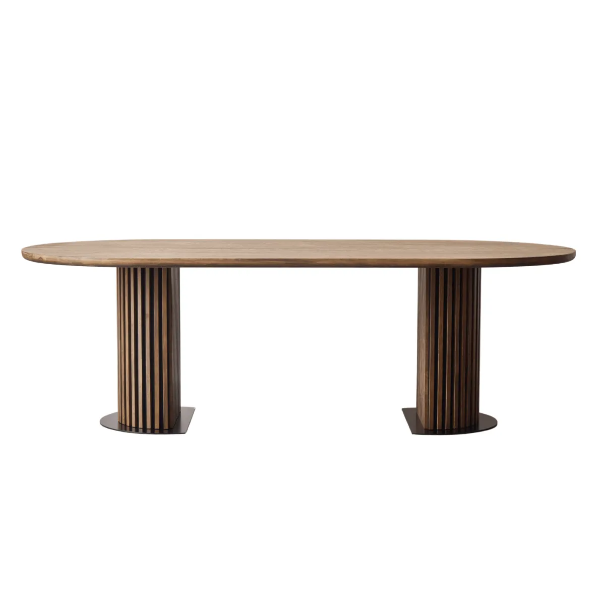 Nimara Matteo - Plankebord med lamelfod i røget massiv eg 240x120x77 cm* Spiseborde