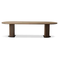 Nimara Matteo - Plankebord med lamelfod i røget massiv eg 300x120x77 cm* Spiseborde