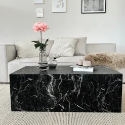 Nimara Maxine sofabord sort marmor look 90x50 cm* Sofaborde