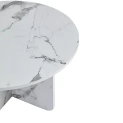 Nimara Mercy sofabord hvid marmor look Ø80 cm* Sofaborde
