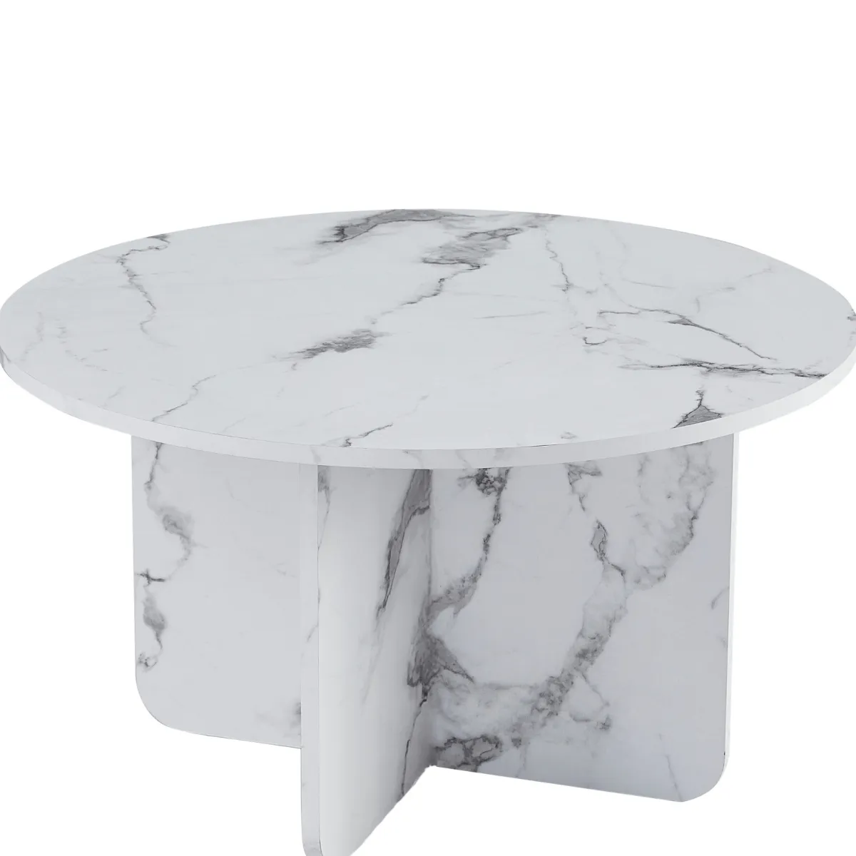 Nimara Mercy sofabord hvid marmor look Ø80 cm* Sofaborde