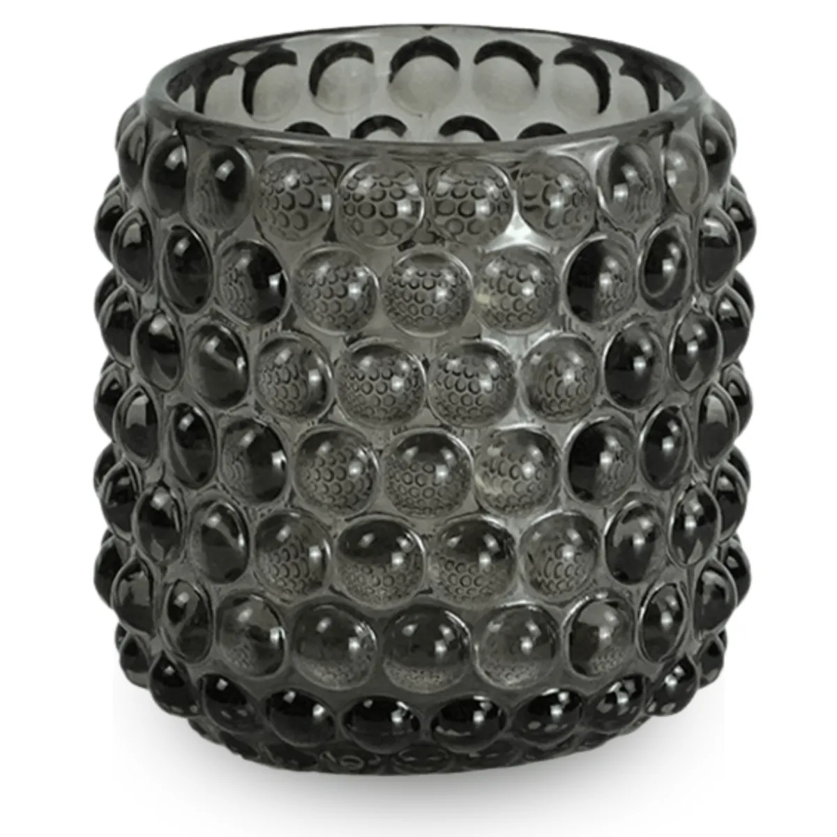 Nimara Nelly glas fyrfadsstage grå 8,5 cm* Lysestager