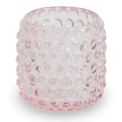 Nimara Nelly glas fyrfadsstage lyserød 8,5 cm* Lysestager