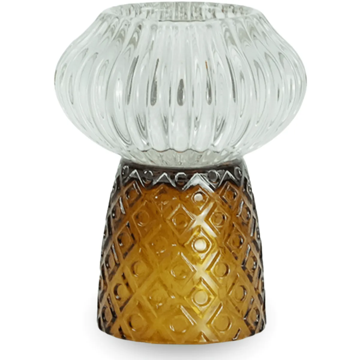Nimara Nori glas fyrfadsstage amber/grå 13,5 cm* Lysestager