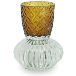 Nimara Nori glas fyrfadsstage amber/grå 13,5 cm* Lysestager