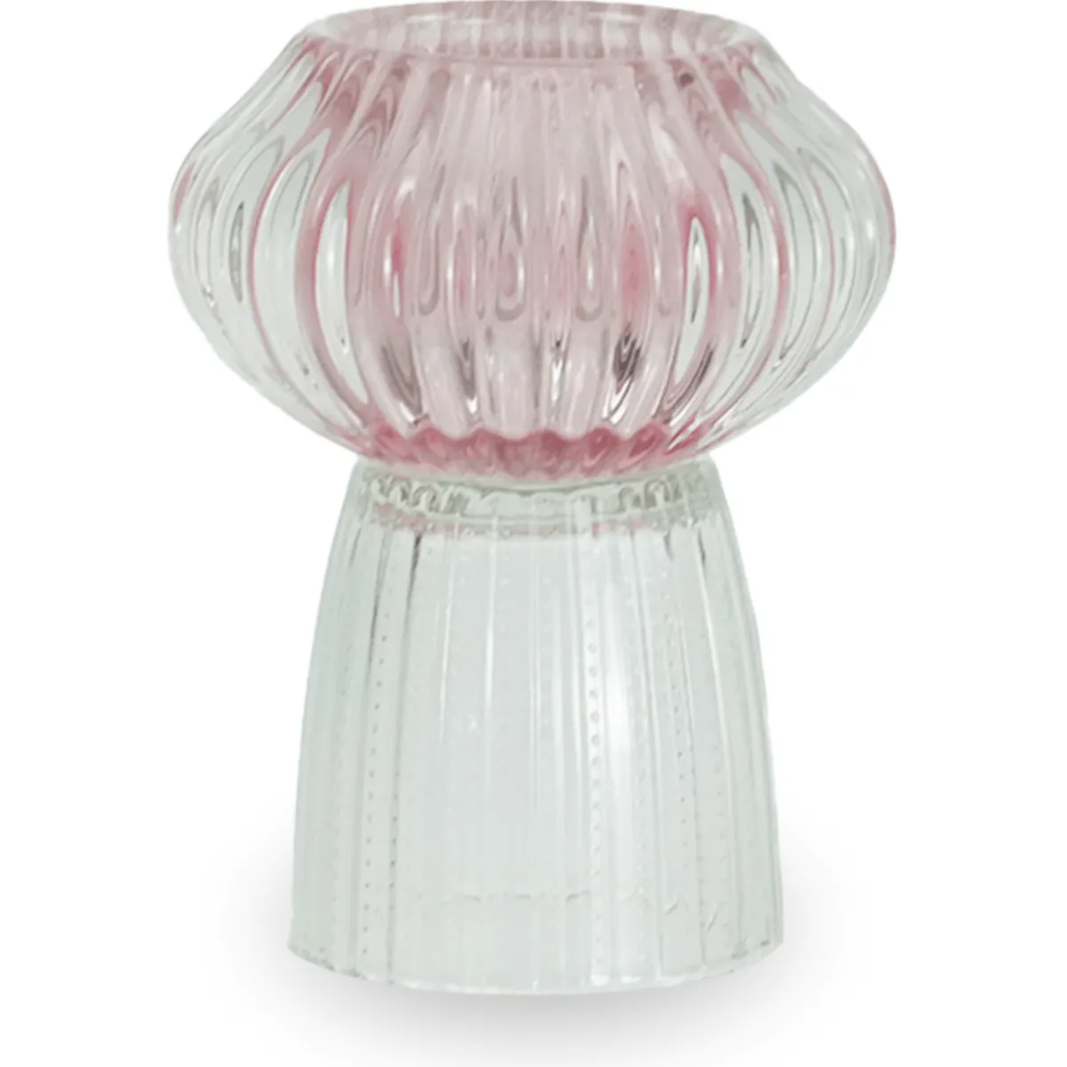 Nimara Nori glas fyrfadsstage lyserød/klar 13,5 cm* Lysestager