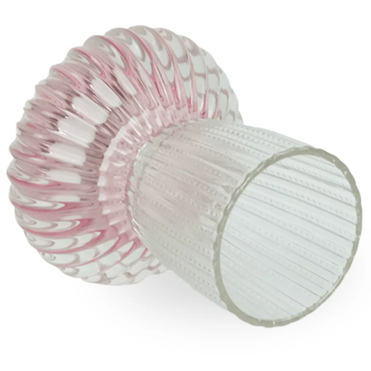 Nimara Nori glas fyrfadsstage lyserød/klar 13,5 cm* Lysestager