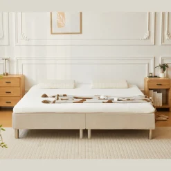 Nimara Premium boxmadras seng i beige 180x200 cm med 7 cm topmadras i memoryskum ekskl. ben* Boxmadrasser|Alle Senge