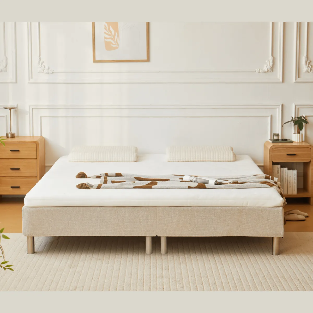 Nimara Premium boxmadras seng i beige 180x200 cm med 7 cm topmadras i memoryskum ekskl. ben* Boxmadrasser|Alle Senge