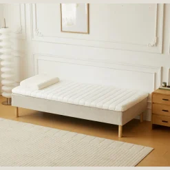 Nimara Premium boxmadras seng i beige med 90x200 cm med 7 cm topmadras i memoryskum ekskl. ben* Boxmadrasser|Alle Senge
