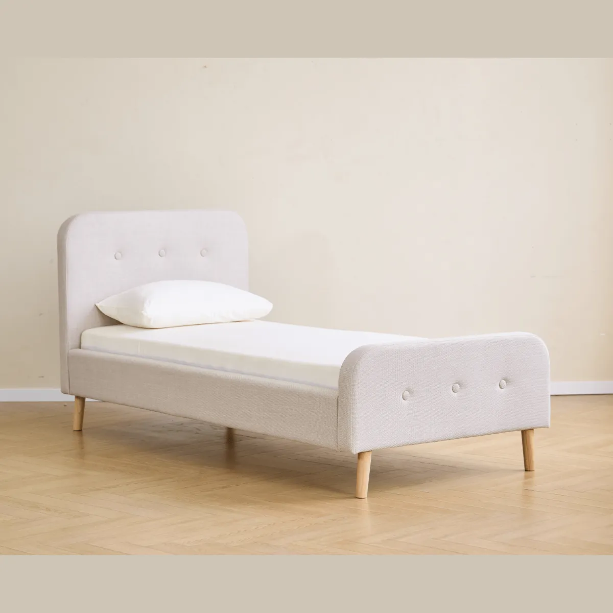 Nimara Premium Christian seng i beige 90x200 cm inkl. sengelameller og madrasser* Sengerammer|Alle Senge