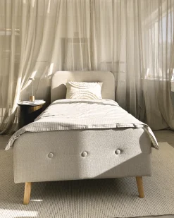 Nimara Premium Christian seng i beige 90x200 cm inkl. sengelameller og madrasser* Sengerammer|Alle Senge