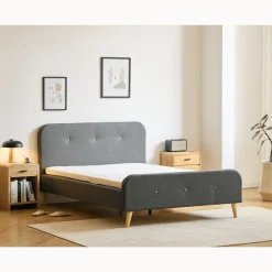 Nimara Premium Christian seng i grå 90x200 cm inkl. sengelameller og madrasser* Sengerammer|Alle Senge