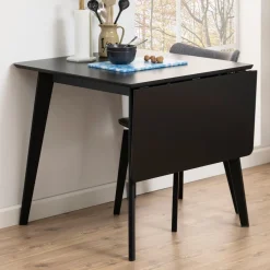 Nimara Rickie - Sort klap ud spisebord med tillægsplade i sortlakeret egefiner - 80/120 x 80 cm* Spiseborde