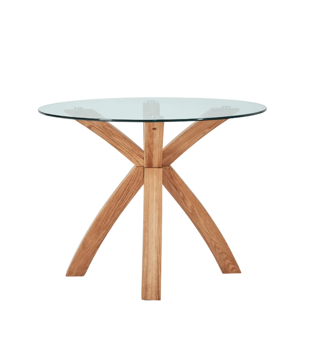 Nimara Sidney - Glas spisebord med ben i massiv egetræ Ø100 cm* Spiseborde
