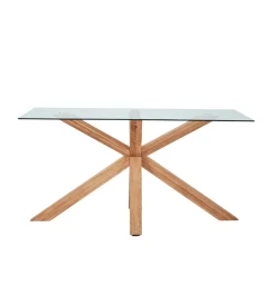 Nimara Sidney - Glas spisebord med ben i massiv egetræ 150x90 cm* Spiseborde