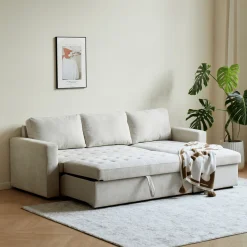 Nimara Sinus beige sovesofa med vendbar chaiselong og opbevaring* Sofaer|Sovesofaer