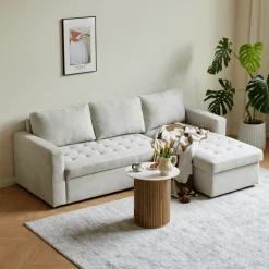 Nimara Sinus beige sovesofa med vendbar chaiselong og opbevaring* Sofaer|Sovesofaer