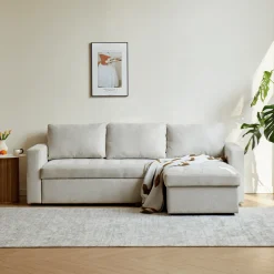 Nimara Sinus beige sovesofa med vendbar chaiselong og opbevaring* Sofaer|Sovesofaer