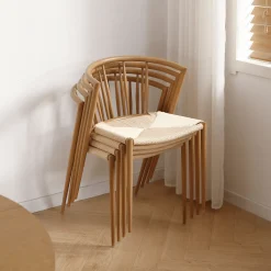 Nimara Spisebordssæt - Lewis lamel spisebord Ø120 cm med udtræk i egefiner + 6 x Bella spisebordsstole i egelook* Spisebordssæt