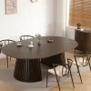Nimara Spisebordssæt - Lewis lamel spisebord Ø120 cm med udtræk i røget egefiner + 6 x Bella spisebordsstole i røget eg* Spisebordssæt