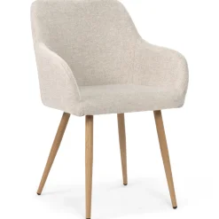 Nimara Spisebordssæt - Lewis lamel spisebord Ø120 cm med udtræk i egefiner + 6 x Jenna spisebordsstole i beige* Spisebordssæt
