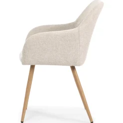 Nimara Spisebordssæt - Lewis lamel spisebord Ø120 cm med udtræk i egefiner + 6 x Jenna spisebordsstole i beige* Spisebordssæt