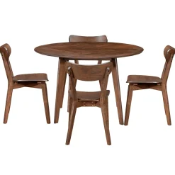 Nimara Spisebordssæt - Miles rundt spisebord Ø120 cm (Røget Egefiner) + 4x Rory spisebordsstole i røget egelook* Spisebordssæt