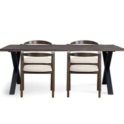 Nimara Spisebordssæt - Susan plankebord i røget eg 200 cm + 4 x Jocelyn spisebordsstol i røget eg* Spisebordssæt