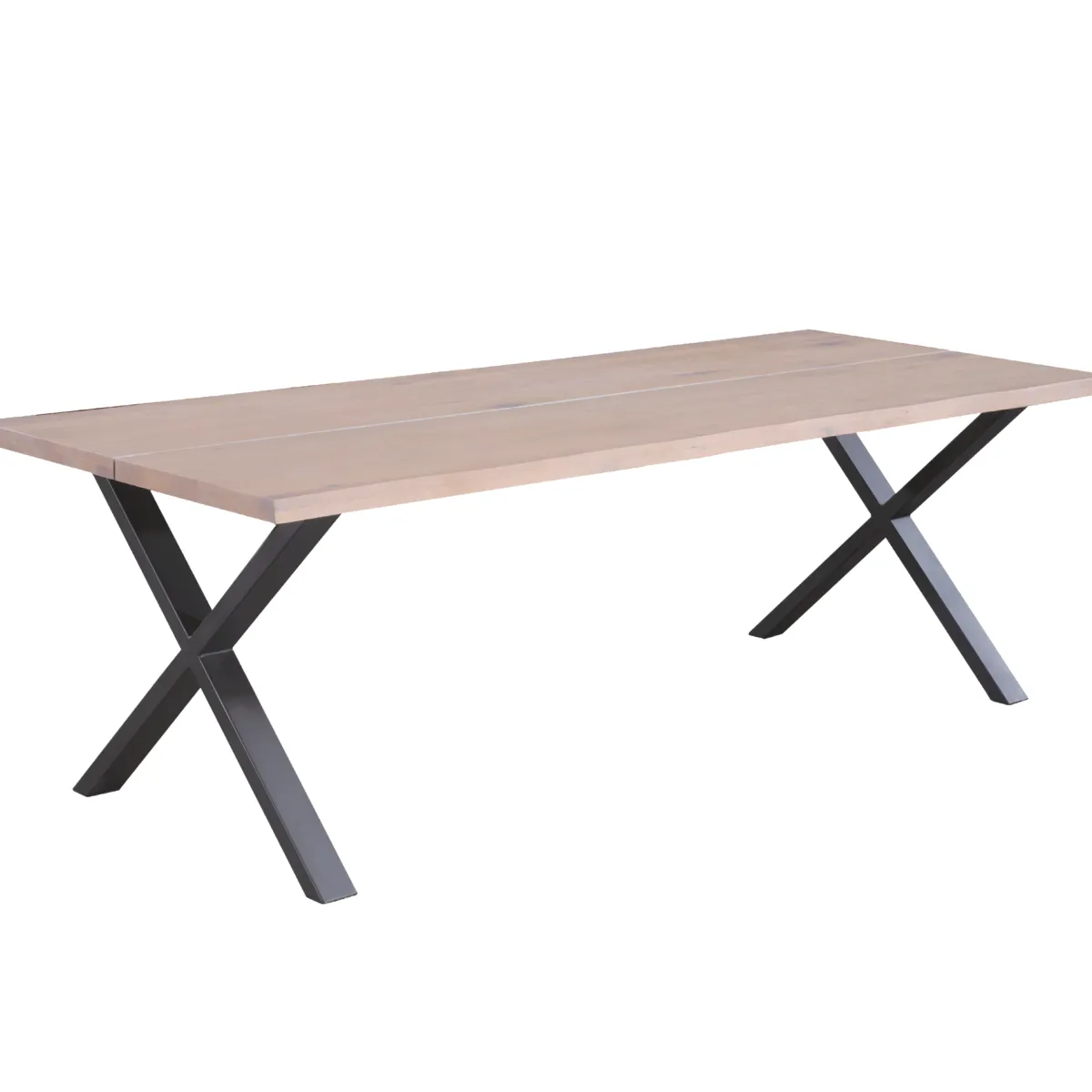 Nimara Susan plankebord - 200x95 cm - i hvidolieret eg med krydsben - (Forberedt til tillægsplader)* Spiseborde