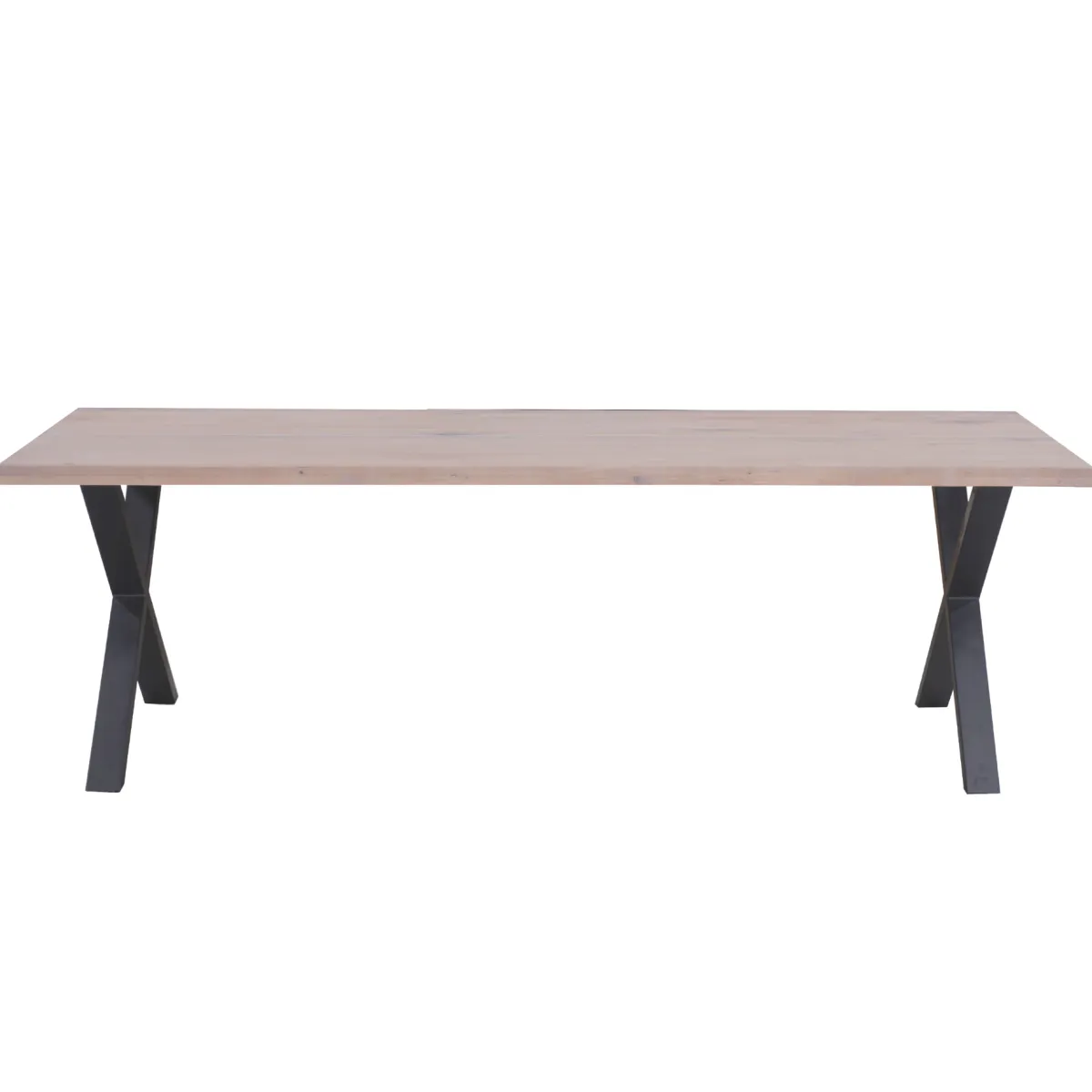 Nimara Susan plankebord - 200x95 cm - i hvidolieret eg med krydsben - (Forberedt til tillægsplader)* Spiseborde