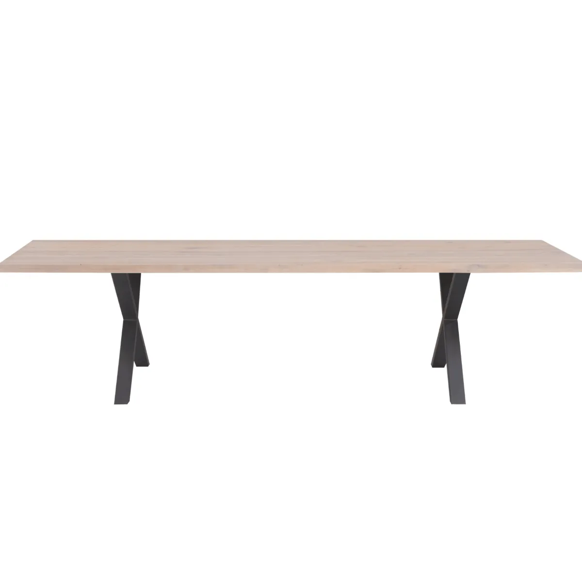 Nimara Susan plankebord - 300x95 cm - i hvidolieret eg med krydsben - (Forberedt til tillægsplader)* Spiseborde