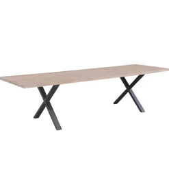 Nimara Susan plankebord - 300x95 cm - i hvidolieret eg med krydsben - (Forberedt til tillægsplader)* Spiseborde