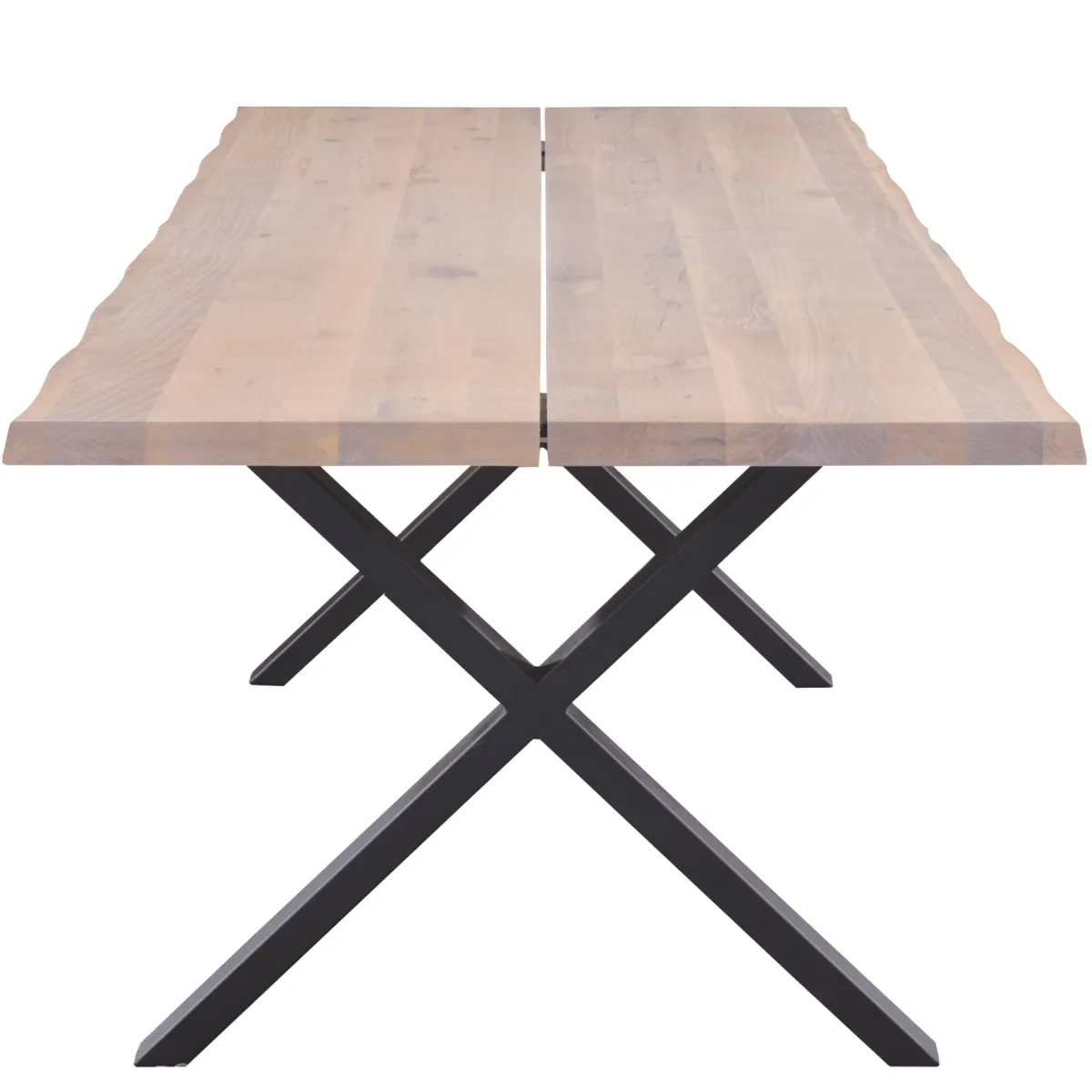 Nimara Susan plankebord - 300x95 cm - i hvidolieret eg med krydsben - (Forberedt til tillægsplader)* Spiseborde