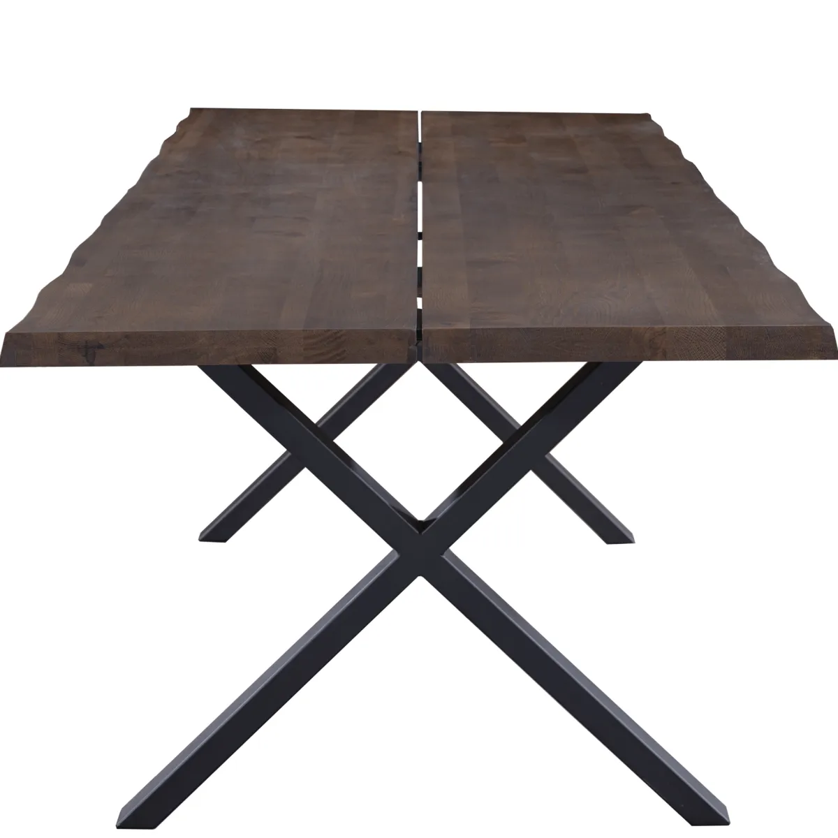 Nimara Susan plankebord - 300x95 cm - i smoked eg med krydsben - (Forberedt til tillægsplader)* Spiseborde