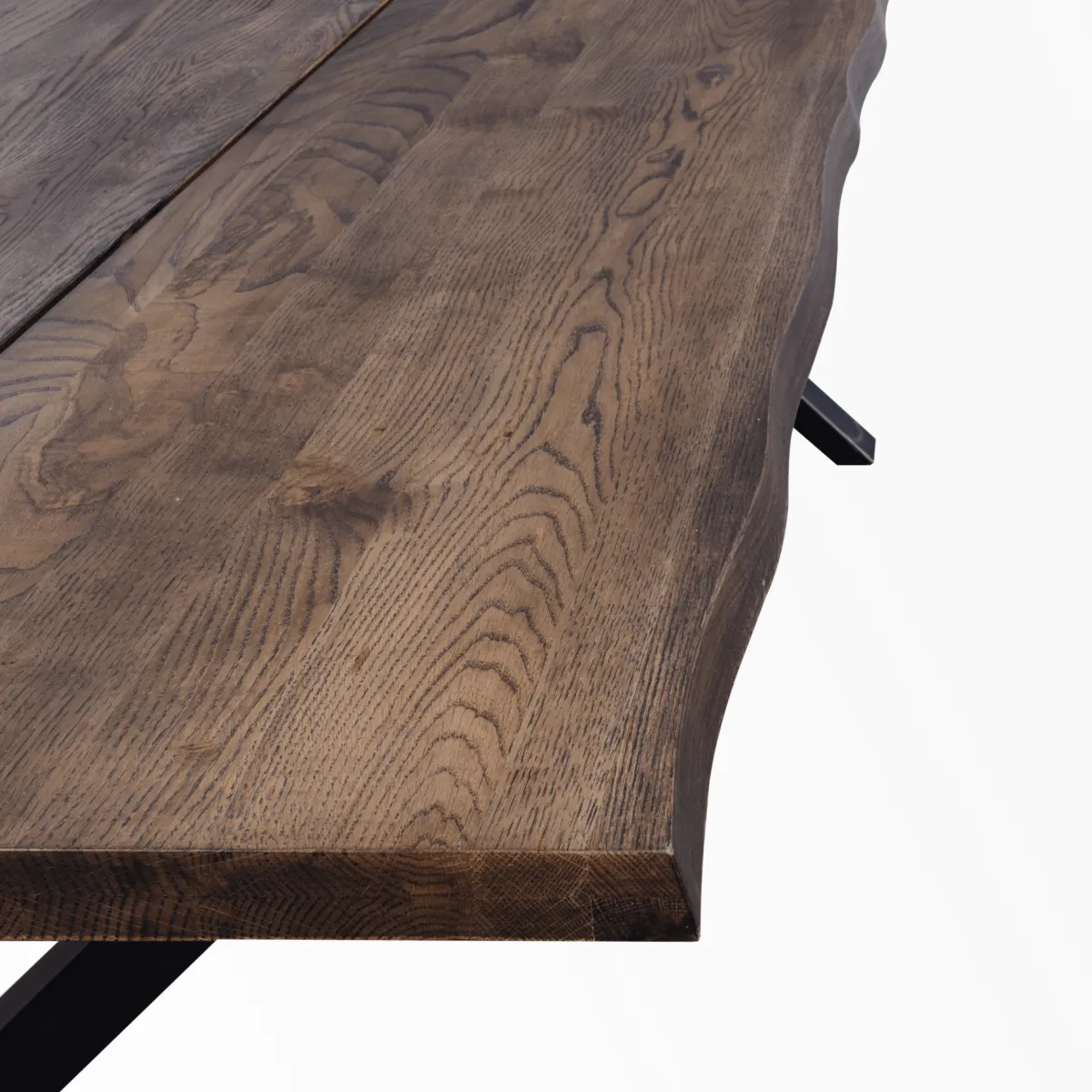 Nimara Susan plankebord - 240x95 cm - i smoked eg med krydsben - (Forberedt til tillægsplader)* Spiseborde