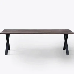 Nimara Susan plankebord - 240x95 cm - i smoked eg med krydsben - (Forberedt til tillægsplader)* Spiseborde