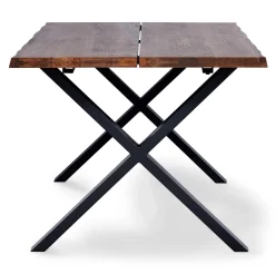 Nimara Susan plankebord - 200x95 cm - i smoked eg med krydsben - (Forberedt til tillægsplader)* Spiseborde