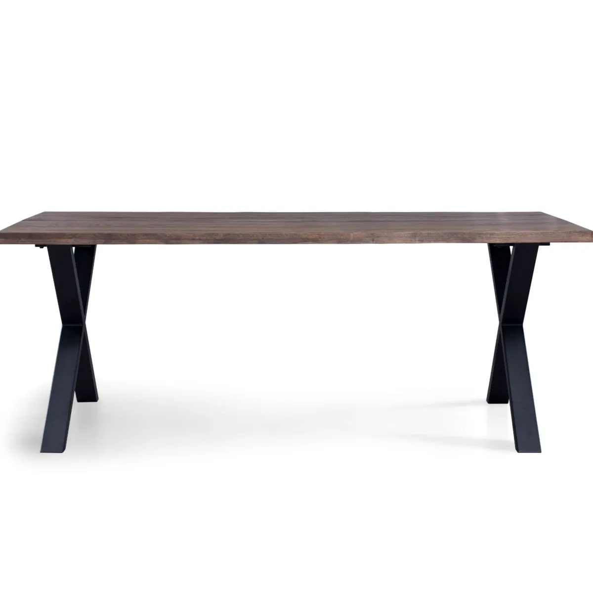 Nimara Susan plankebord - 200x95 cm - i smoked eg med krydsben - (Forberedt til tillægsplader)* Spiseborde